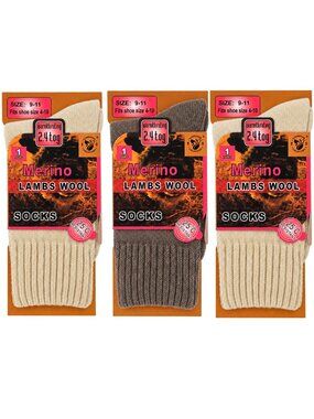 Women's Lamb Wool Socks, Warm Winter Hiking Merino Lamb Wool Socks, 3-Pairs NWT
